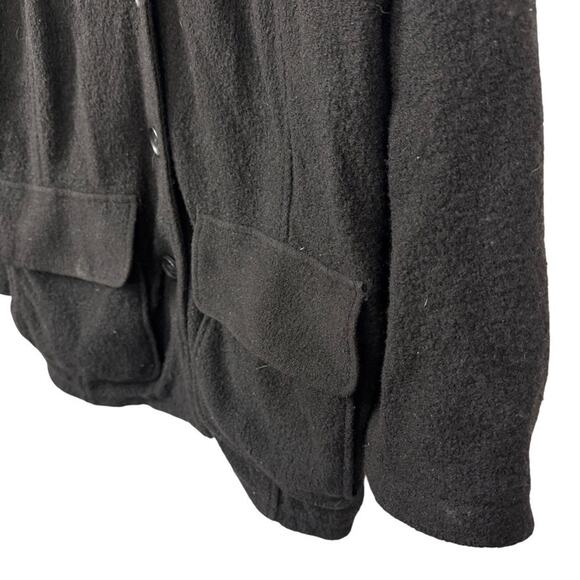 LL Bean Bellandi 100% Wool Black Boiled Wool Sweater Jacket Cardigan 1X Ex Tall - Picture 8 of 16